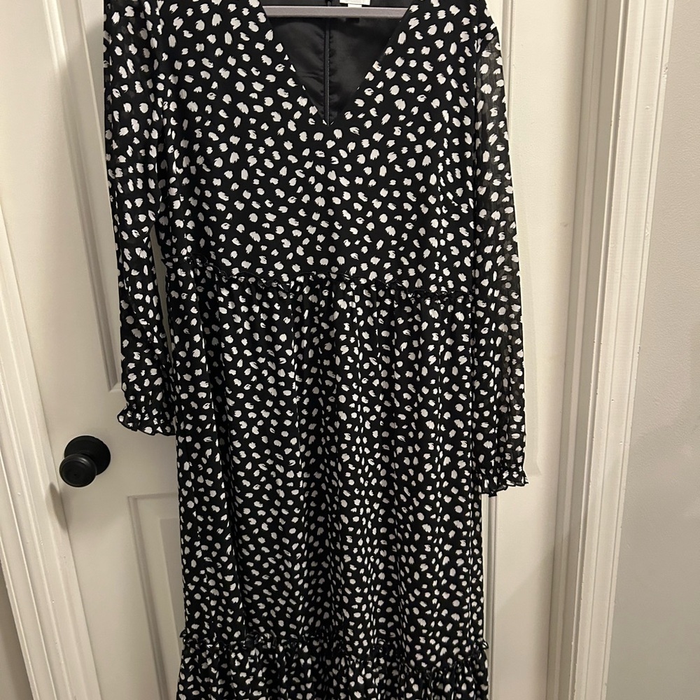JCrew Black and White Polka Dot Dress